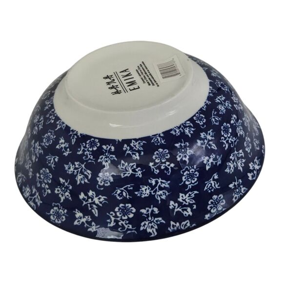 Emika Floral 8.25in  Asian Ceramic Ramen Noodle Bowl Set Of‎ 2pc White Blue - Picture 10 of 13